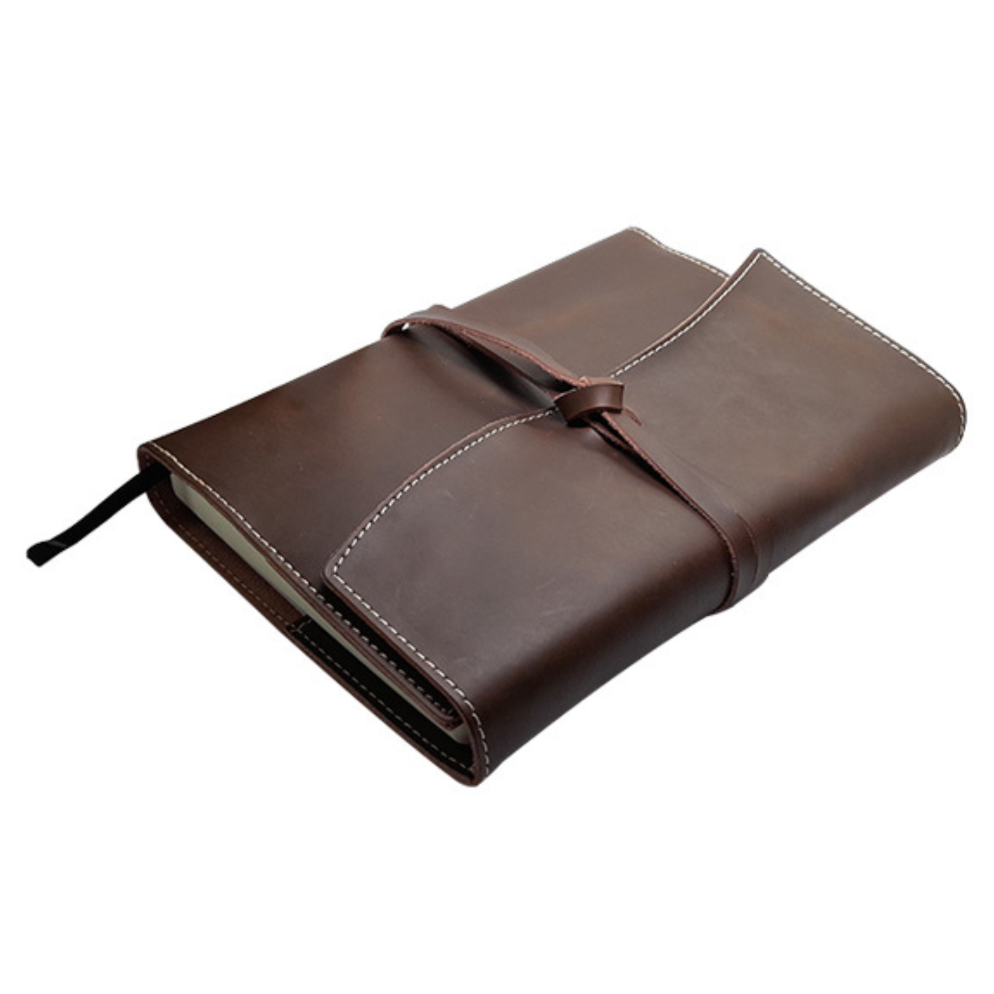 A5 Genuine Leather Trifold Slip On Notebook Cover and Notebook