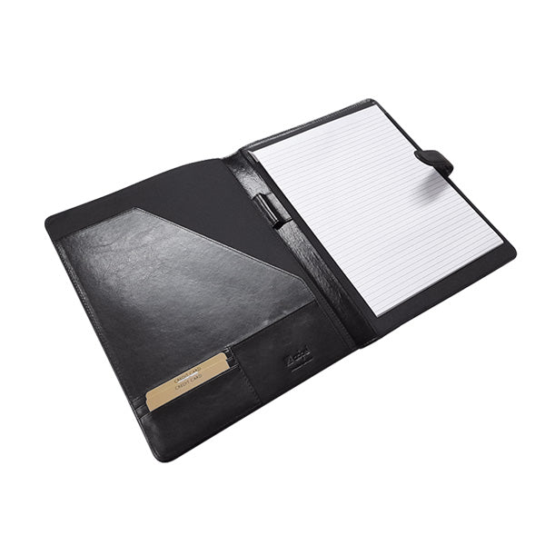 A4 Adpel Leather Folder with Tab Closure - Black