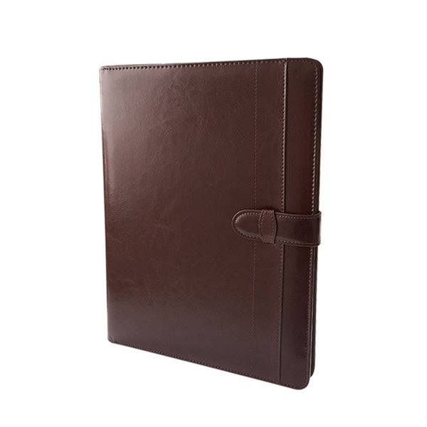 A4 Adpel Leather Folder with Tab Closure - Brown