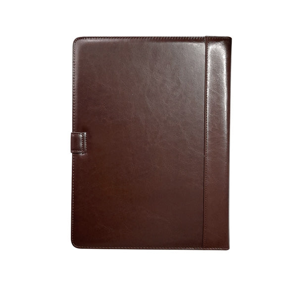 A4 Adpel Leather Folder with Tab Closure - Brown