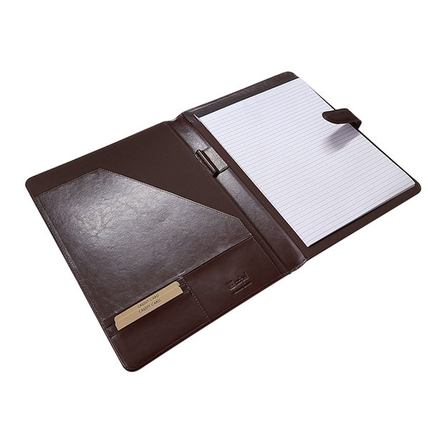 A4 Adpel Leather Folder with Tab Closure - Brown