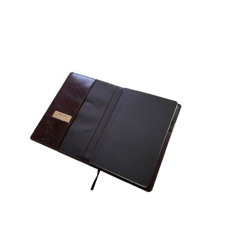 A5 Leather Slip on Notebook Cover with Notebook - Brown