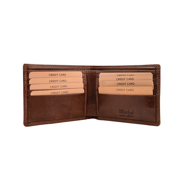 Genuine Leather Wallet Notes and Cards - No Coin Holder - Brown