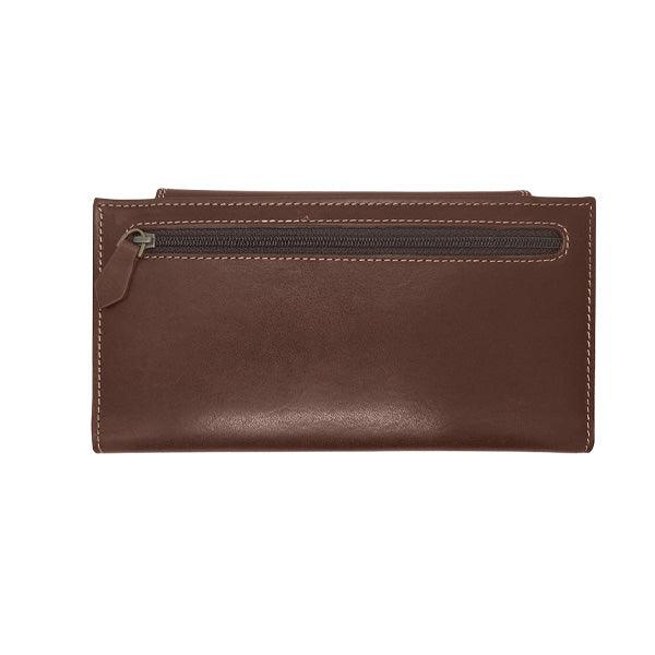 Ladies Genuine Leather Purse with Press Button Closure - Brown - Mirelle Leather and Lifestyle