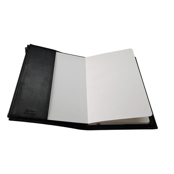 A5 Notebook Leather Slip On Cover - with Notebook - Black