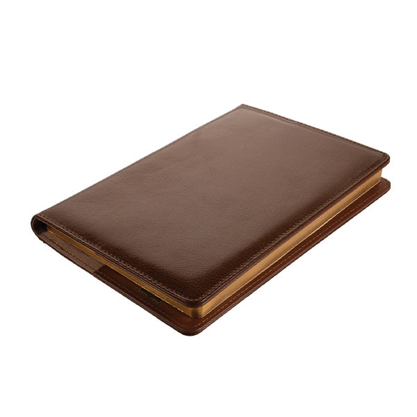 A5 Leather Slip on Notebook Cover with Notebook - Brown