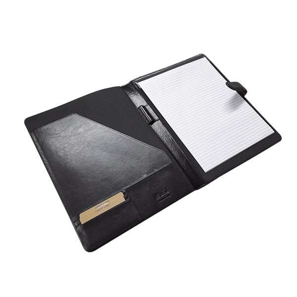 A4 Adpel Leather Folder with Tab Closure - Black - Mirelle Leather and Lifestyle