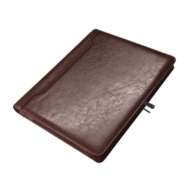 A4 Genuine Leather Zip Around Executive Folder - Brown - Mirelle Leather and Lifestyle