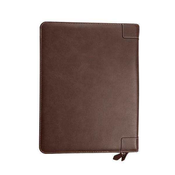 Genuine Leather A4 Adpel Zip Around Folder - Brown - Mirelle Leather and Lifestyle