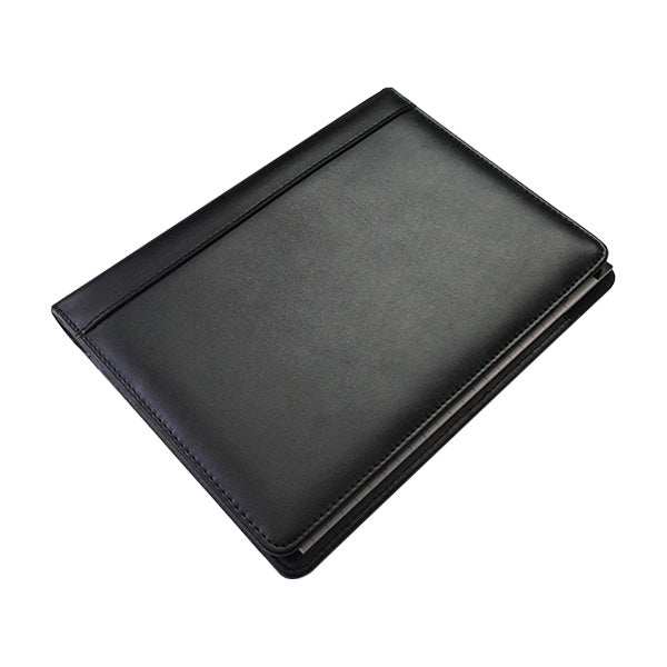 A5 Genuine Leather Folder with Notepad - Pen Loop - Pockets - Black - Mirelle Leather and Lifestyle