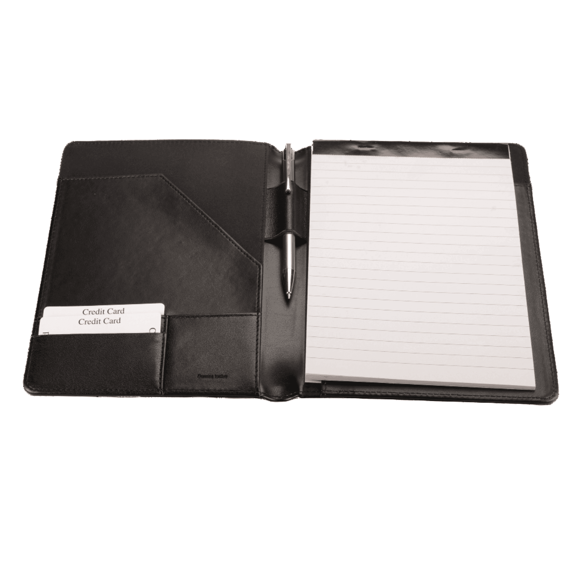 A5 Genuine Leather Folder with Notepad - Pen Loop - Pockets - Black - Mirelle Leather and Lifestyle