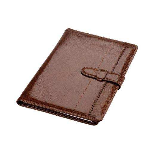 A5 Genuine Leather Folder with Tab Closure - Pen Loop - Filing Pocket - Brown - Mirelle Leather and Lifestyle