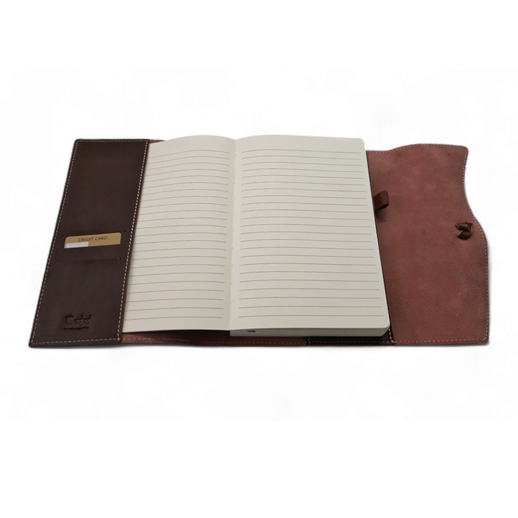 A5 Genuine Leather Trifold Slip On Notebook Cover and Notebook