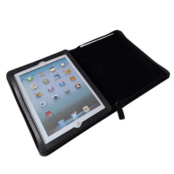 iPad Genuine Leather Zip Around Folder - Black - Mirelle Leather and Lifestyle