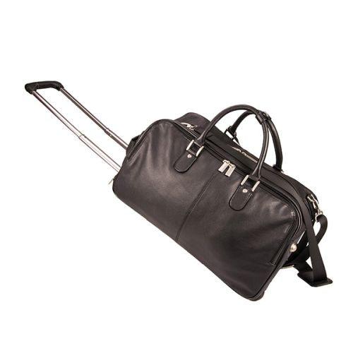 Memphis Leather Trolley Travel Bag - Black - Mirelle Leather and Lifestyle