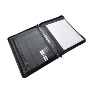 Mirelle - A4 Genuine Leather Zip Folder with Ring Binder - Black - Mirelle Leather and Lifestyle