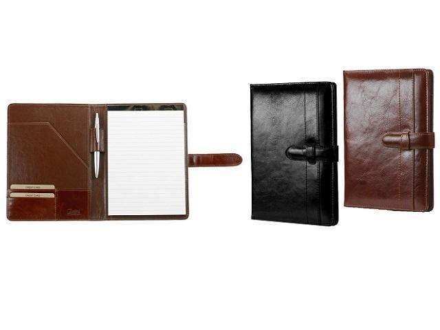 A5 Genuine Leather Folder with Tab Closure - Pen Loop - Filing Pocket - Black - Mirelle Leather and Lifestyle