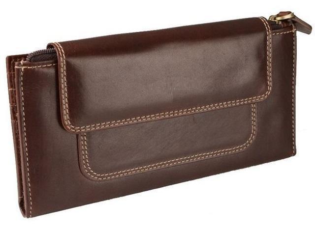 Ladies Genuine Leather Purse with Press Button Closure - Brown - Mirelle Leather and Lifestyle