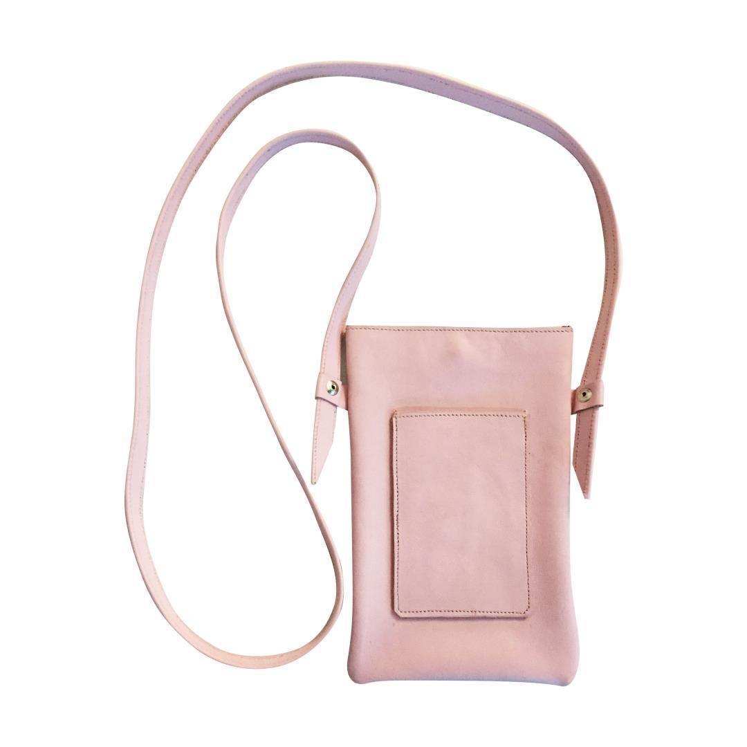 Mirelle Womens Leather Cellphone Sling Crossbody Handbag Pink